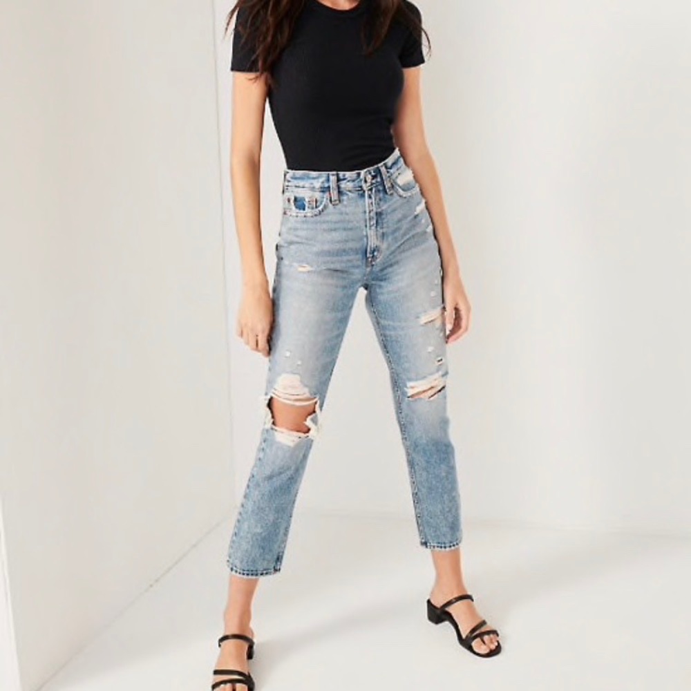 Abercrombie distressed dad jeans